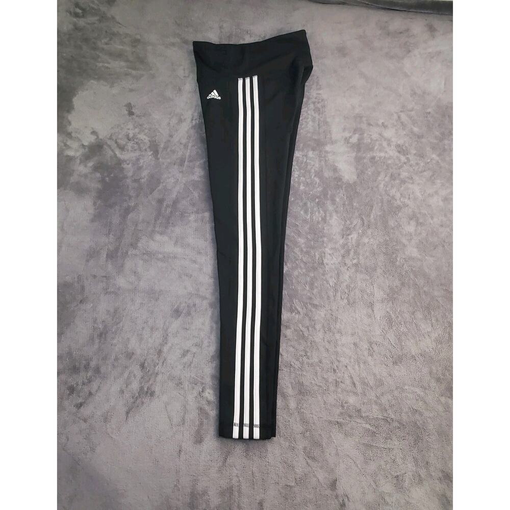 Adidas Sz XS Women's Climalite 3-Stripe Full Length Tights Black White Ca16 - Picture 8 of 9
